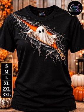 Halloween Ghost Boo Sweatshirt – Funny Zipper Graphic tee costume S–3XL New unis